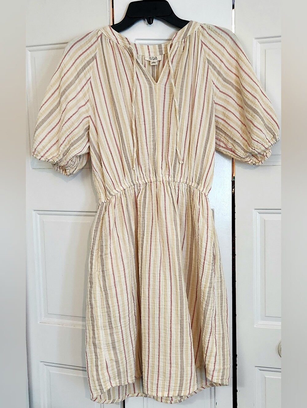 ANNA LIGHT-WEIGHT COTTON STRIPED DRESS, S